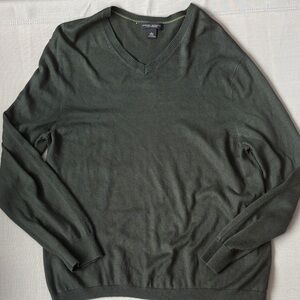 Banana Republic Dark Green V-Neck Sweater sz L SILK CASHMERE blend